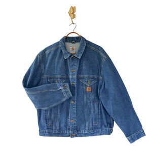 VTG Carhartt J12DST Denim Men Trucker Jacket XL Union Made USA 2000 Y2K Street